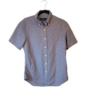 Ralph Lauren Men's Blue & White Gingham Slim Fit  Button Down Shirt Size M